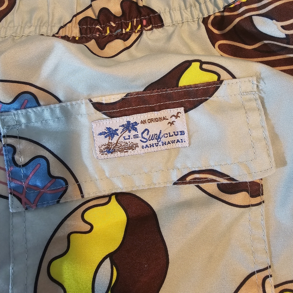 Brown and Yellow Hybrid Shorts with Decorative Motif